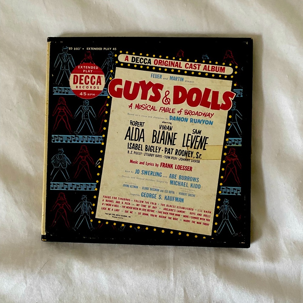 A 3 record set of an original cast album from Guys and Dolls.